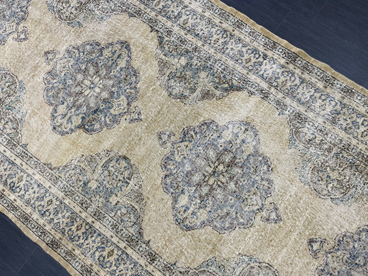 Beige Turkish Runner Rug 5' x 12' 11" Hand-Knotted field