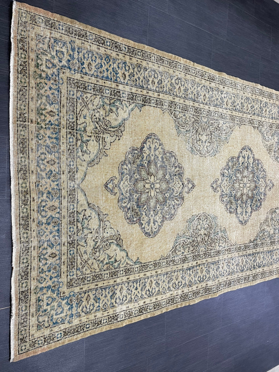Beige Turkish Runner Rug 4' 10" x 13' Hand-Knotted view 9