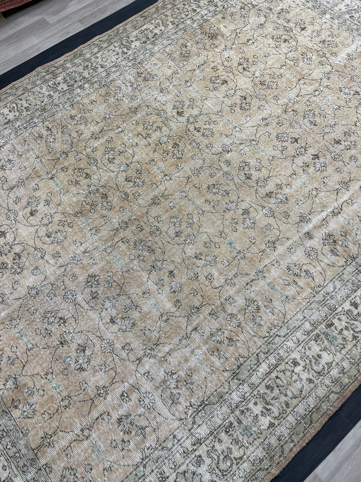 Beige Turkish Oushak Rug 8' 9" x 12' 7" Hand-Knotted | No. WR20628
