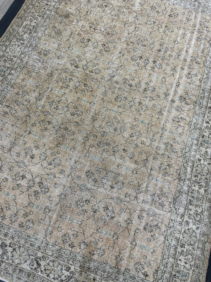 Beige Turkish Oushak Rug 8' 9" x 12' 7" Hand-Knotted | No. WR20628