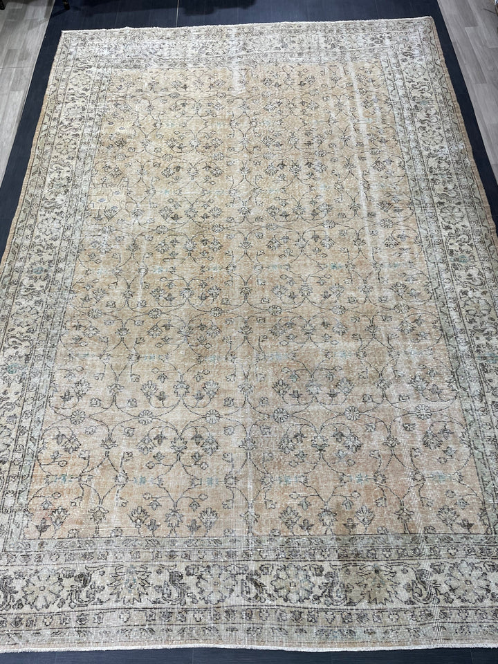 Beige Turkish Oushak Rug 8' 9" x 12' 7" Hand-Knotted | No. WR20628