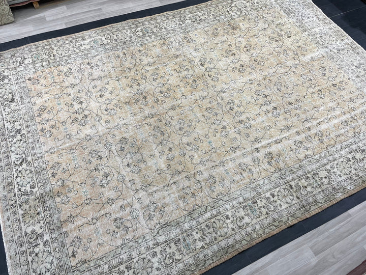 Beige Turkish Oushak Rug 8' 9" x 12' 7" Hand-Knotted | No. WR20628
