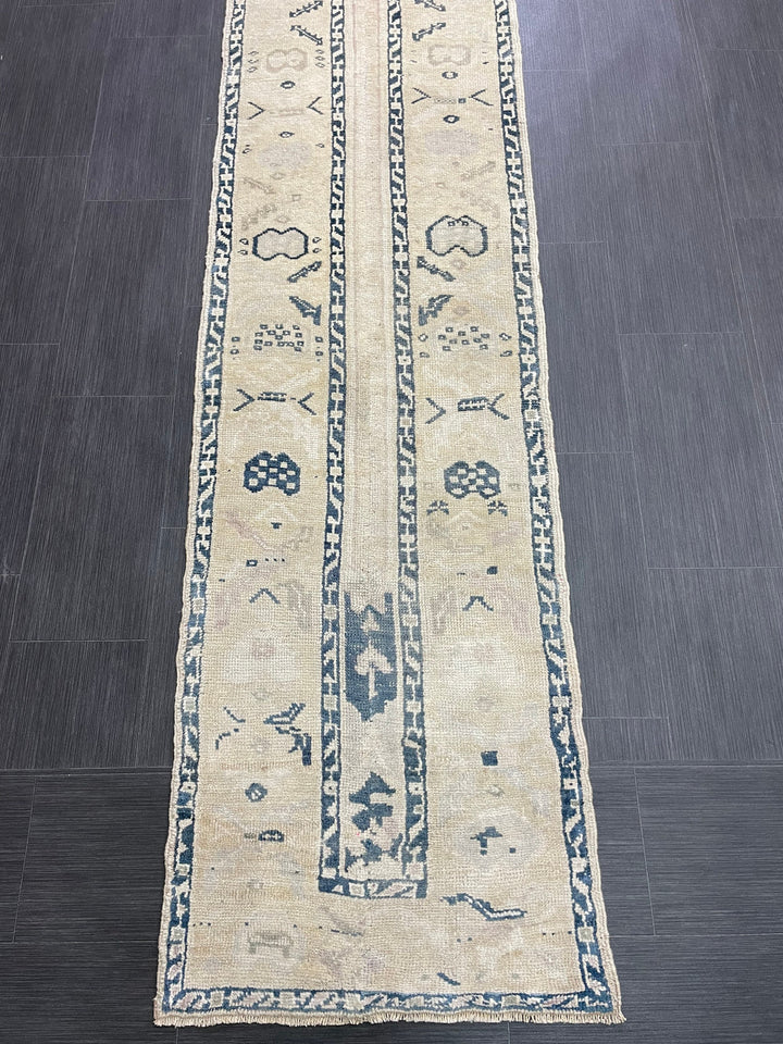 Beige Turkish Runner Rug 2' 4" x 11' 8" Hand-Knotted view 9