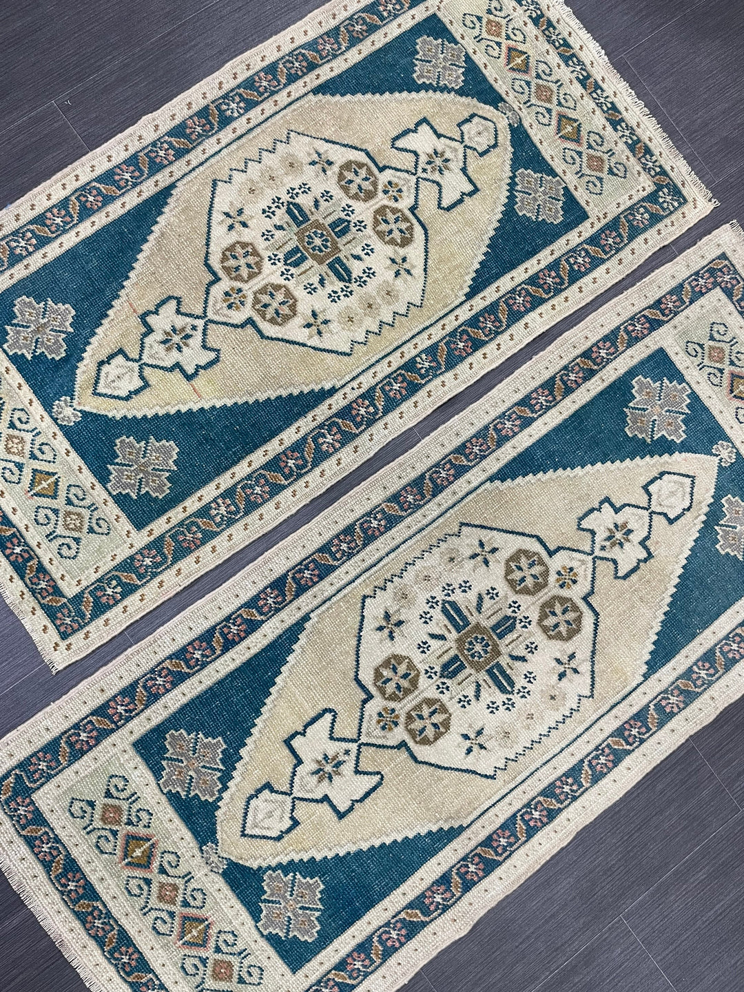Beige Turkish Runner Rug 1' 11" x 5' 4" Hand-Knotted field