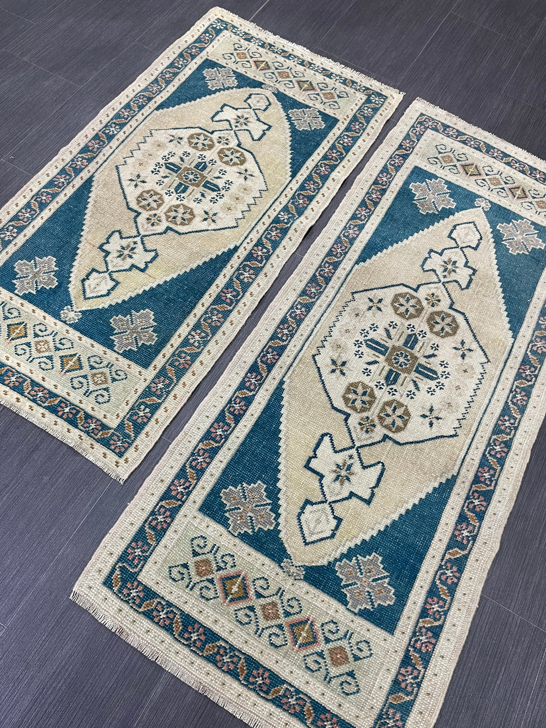 Beige Turkish Runner Rug 1' 11" x 5' 4" Hand-Knotted reverse