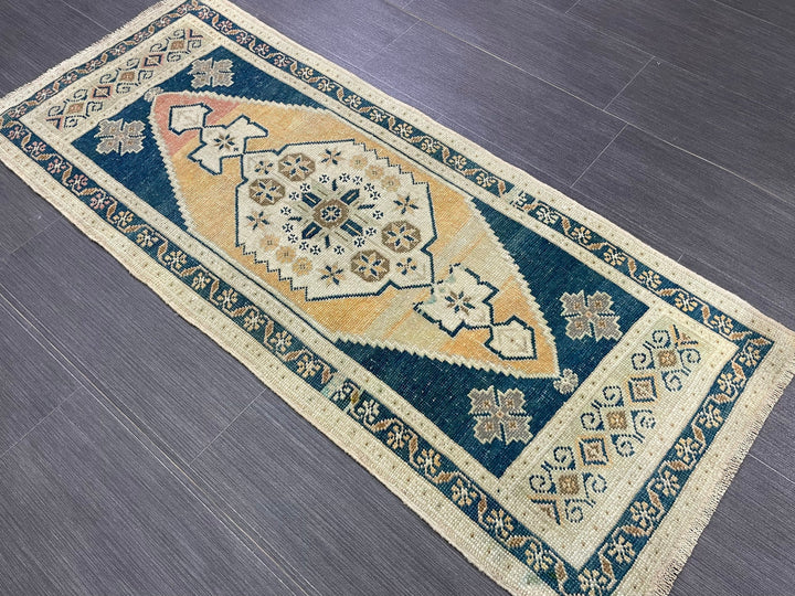 Beige Turkish Runner Rug 1' 11" x 4' 7" Hand-Knotted