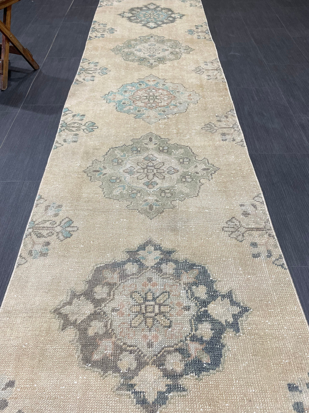 Beige Turkish Runner Rug 2' 6" x 10' 6" Hand-Knotted view