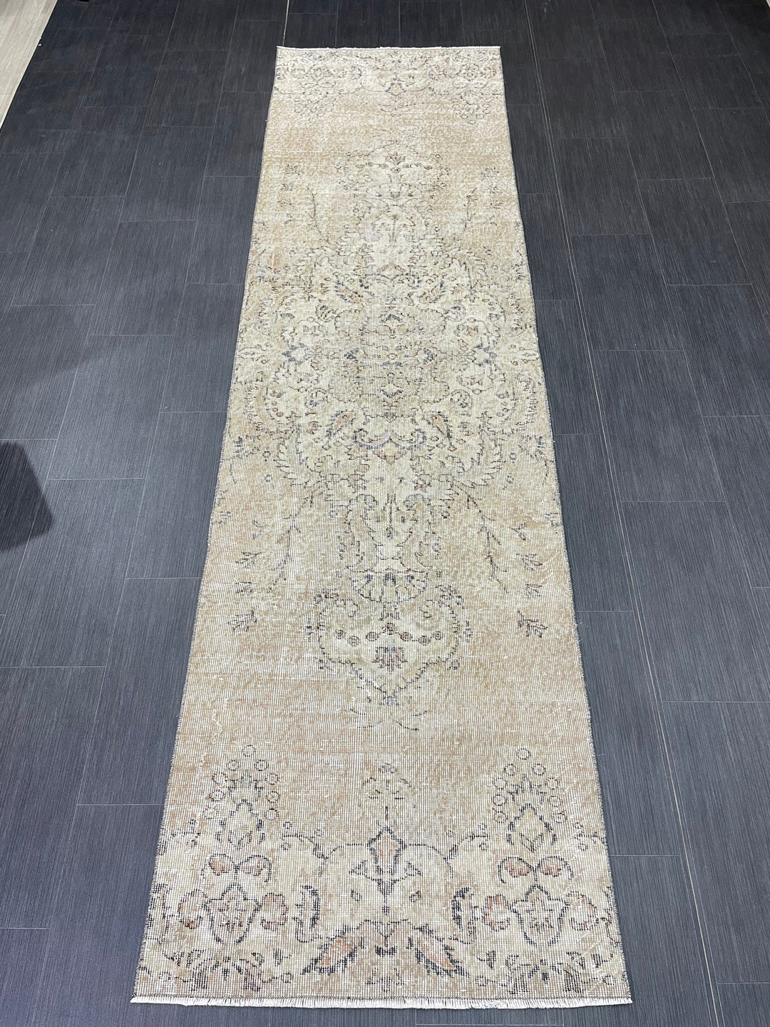 Rust Turkish Runner Rug 2' 9" x 10' 2" Hand-Knotted detail