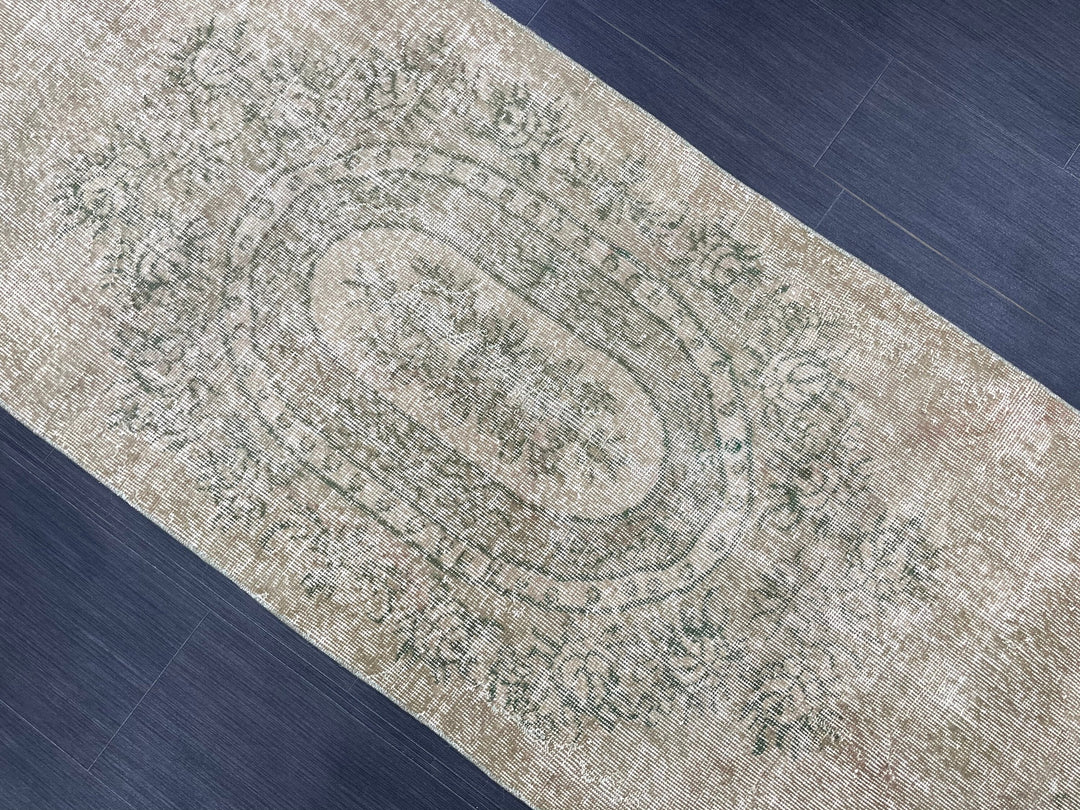 Green Turkish Runner Rug 2' 9" x 9' 4" Hand-Knotted view