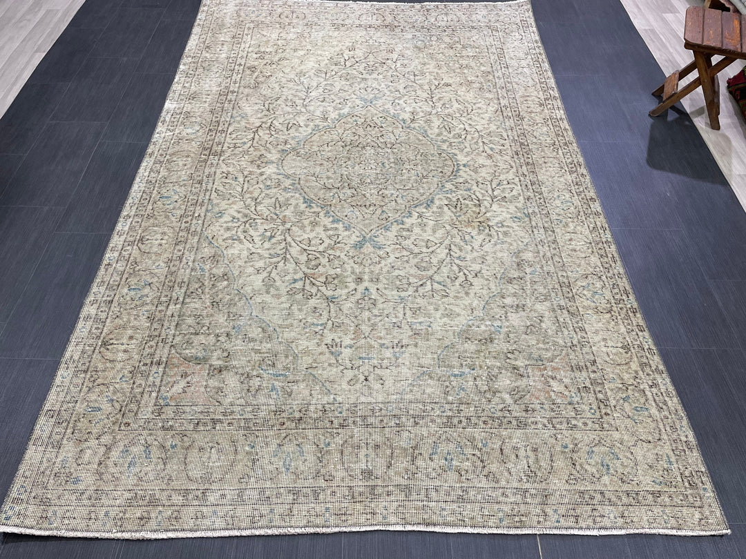Rust Turkish Runner Rug 5' 7" x 8' 10" Hand-Knotted pattern