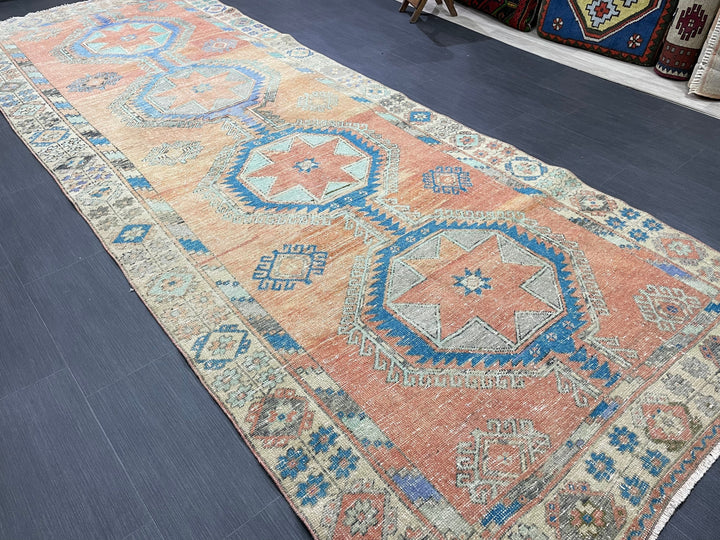 Beige Turkish Runner Rug 4' 7" x 12' 6" Hand-Knotted view 9