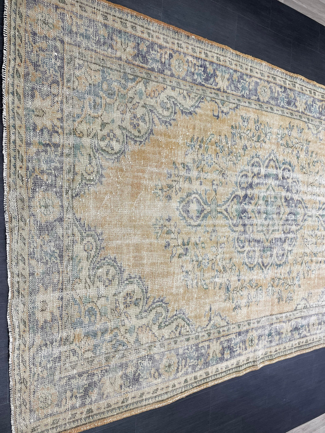 Beige Turkish Runner Rug 6' 4" x 10' Hand-Knotted pattern