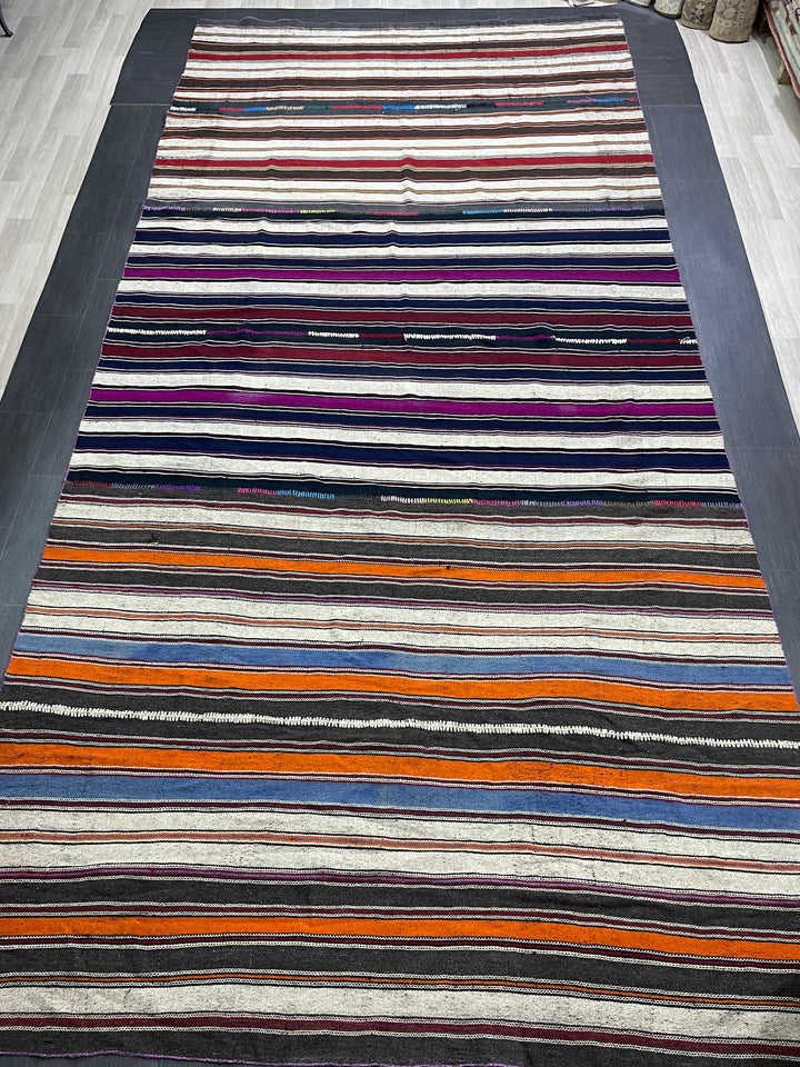 Rust Turkish Runner Rug 7' 6" x 15' 5" Hand-Knotted close-up