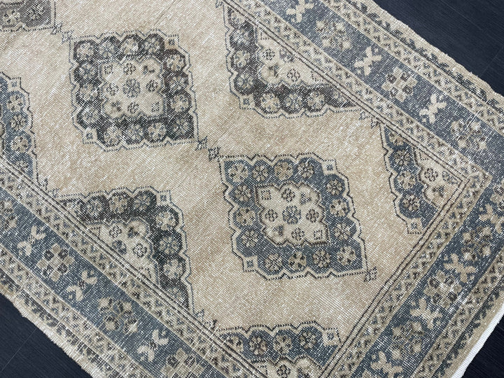 Beige Turkish Runner Rug 4' 2" x 10' 11" Hand-Knotted view