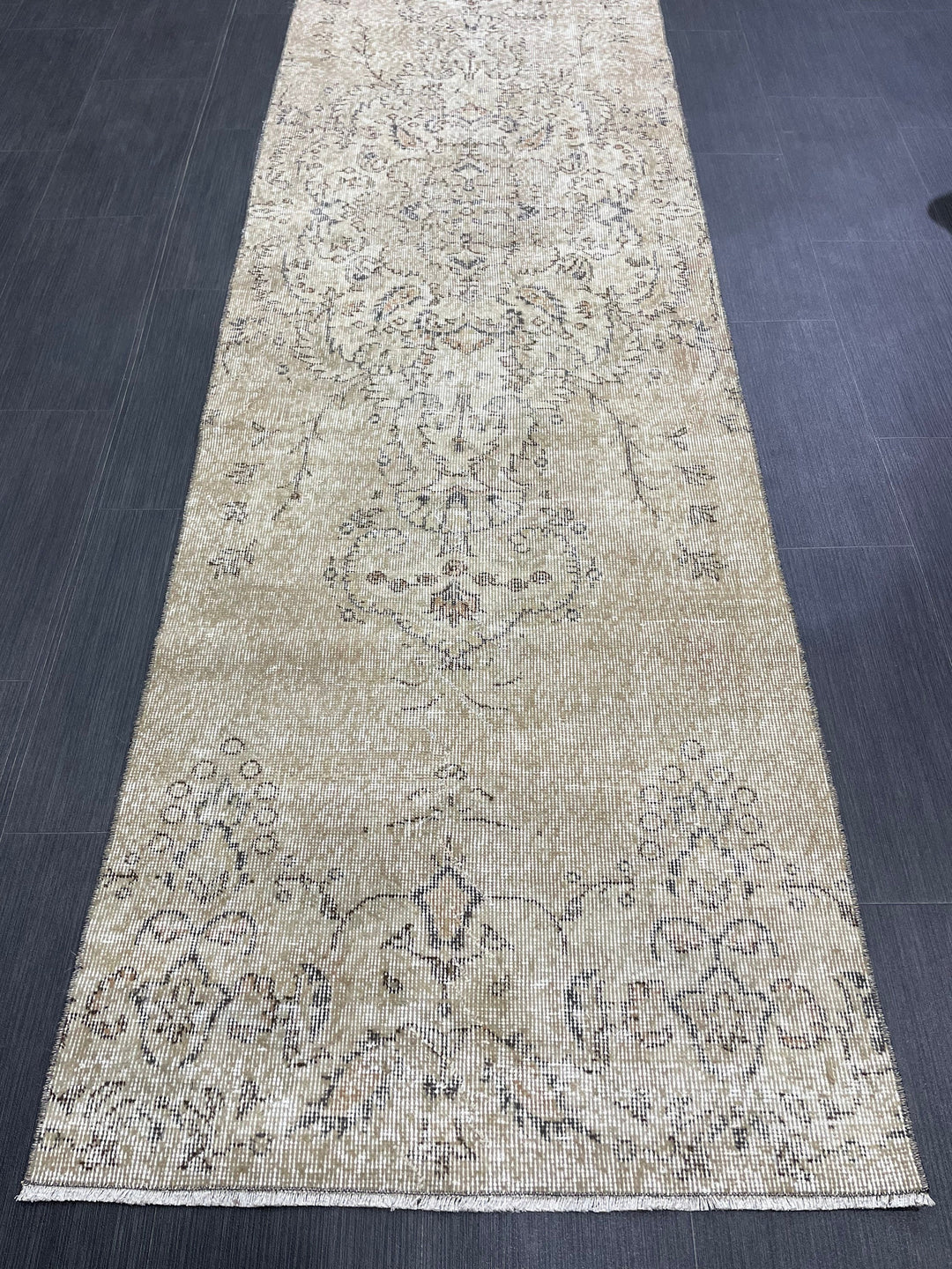 Rust Turkish Runner Rug 2' 9" x 10' 2" Hand-Knotted close-up