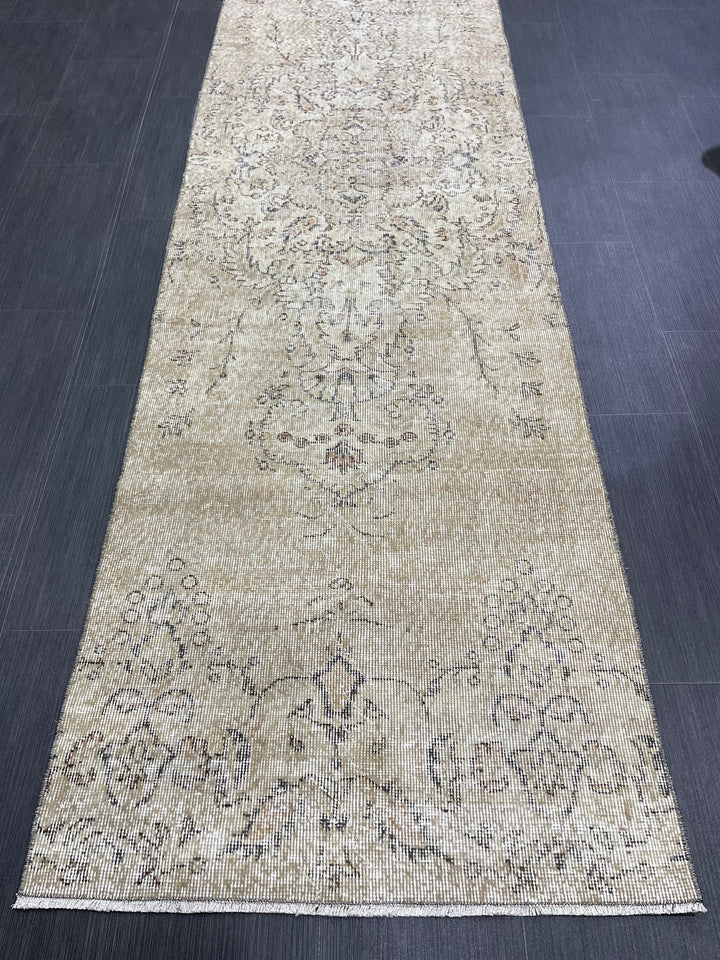 Rust Turkish Runner Rug 2' 9" x 10' 2" Hand-Knotted close-up