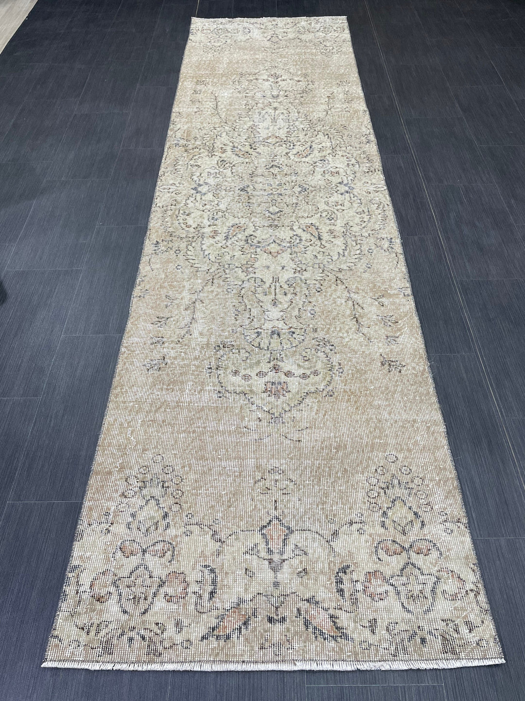 Rust Turkish Runner Rug 2' 9" x 10' 2" Hand-Knotted pattern