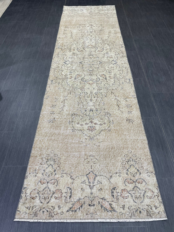 Rust Turkish Runner Rug 2' 9" x 10' 2" Hand-Knotted pattern