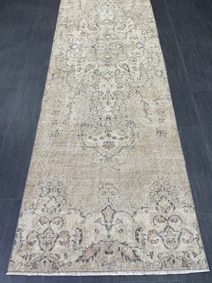 Rust Turkish Runner Rug 2' 9" x 10' 2" Hand-Knotted texture