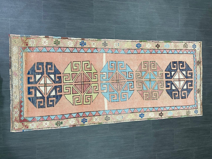 Beige Turkish Runner Rug 2' 11" x 6' 10" Hand-Knotted pattern