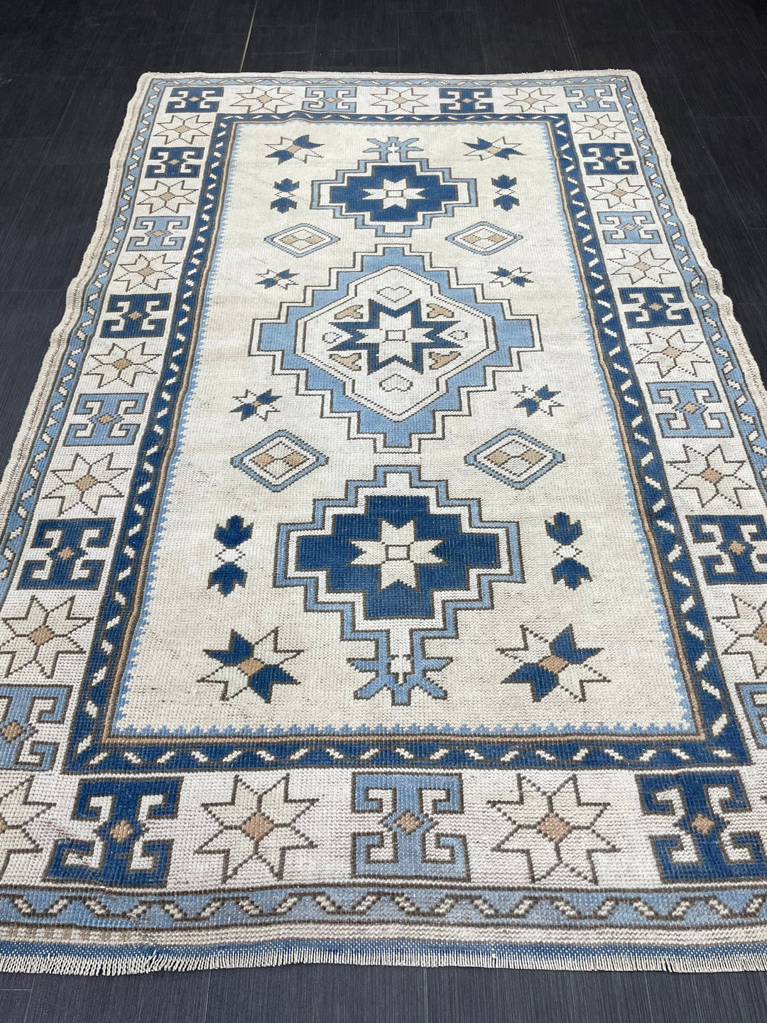 Blue Turkish Oushak Rug 4' 6" x 7' 2" Hand-Knotted | No. WR78419