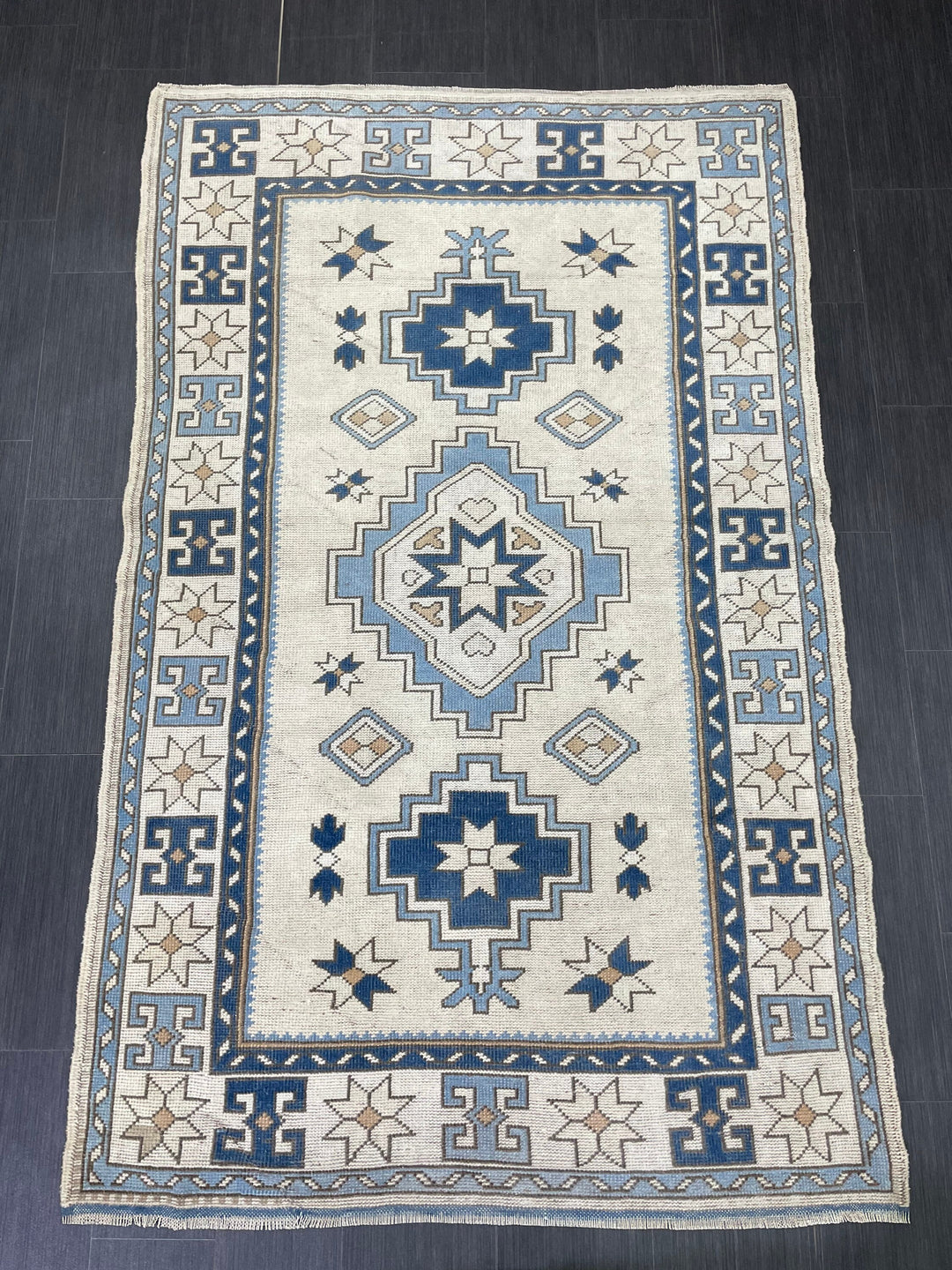 Blue Turkish Oushak Rug 4' 6" x 7' 2" Hand-Knotted | No. WR78419