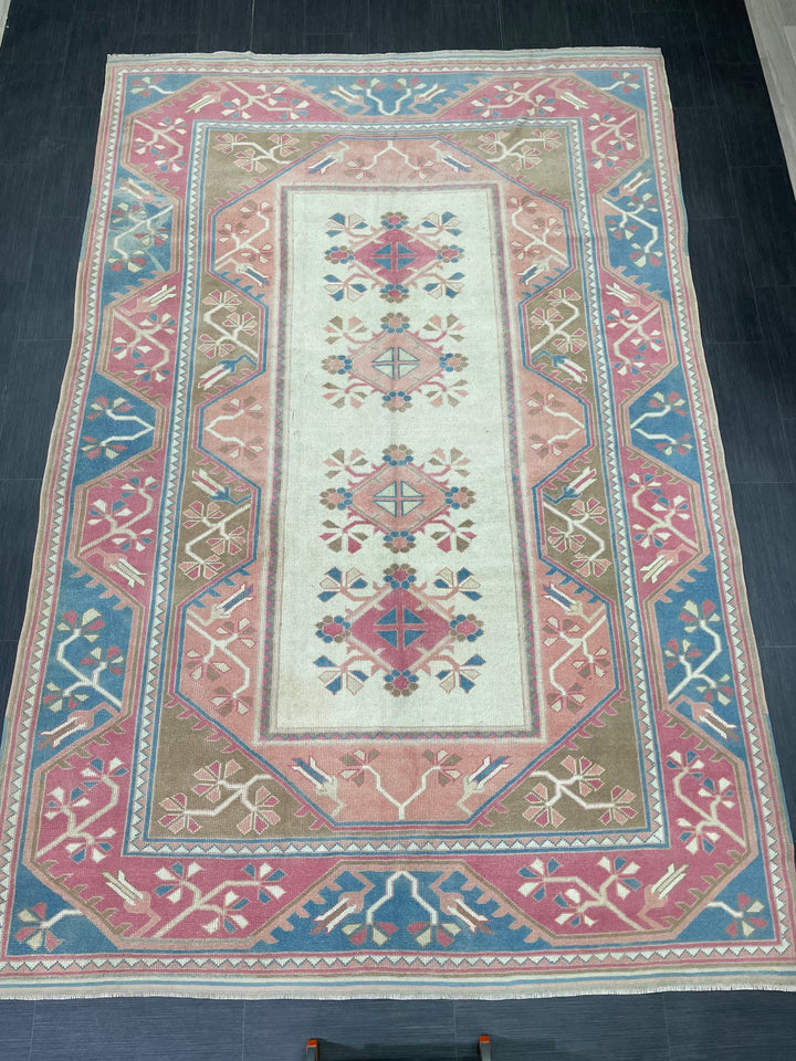 Blue Turkish Oushak Rug 6' 10" x 10' 4" Hand-Knotted | No. WR21080