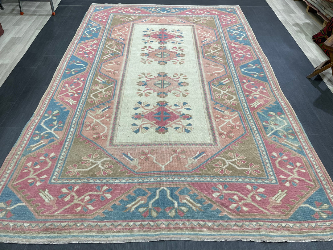 Blue Turkish Oushak Rug 6' 10" x 10' 4" Hand-Knotted | No. WR21080