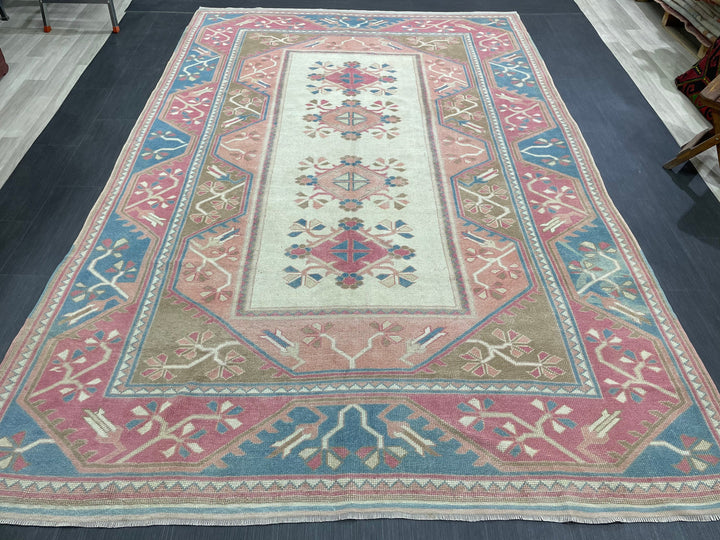 Blue Turkish Oushak Rug 6' 10" x 10' 4" Hand-Knotted | No. WR21080