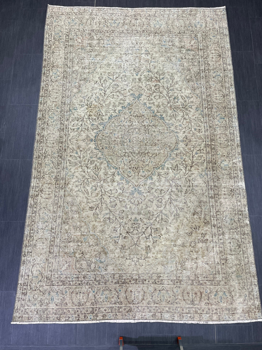 Rust Turkish Runner Rug 5' 7" x 8' 10" Hand-Knotted reverse