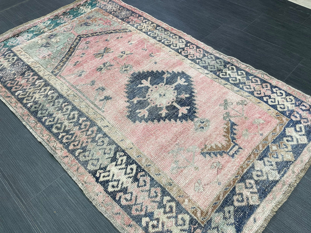 Green Turkish Runner Rug 3' 3" x 5' 5" Hand-Knotted