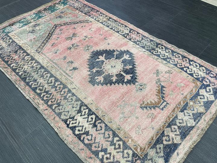 Green Turkish Runner Rug 3' 3" x 5' 5" Hand-Knotted