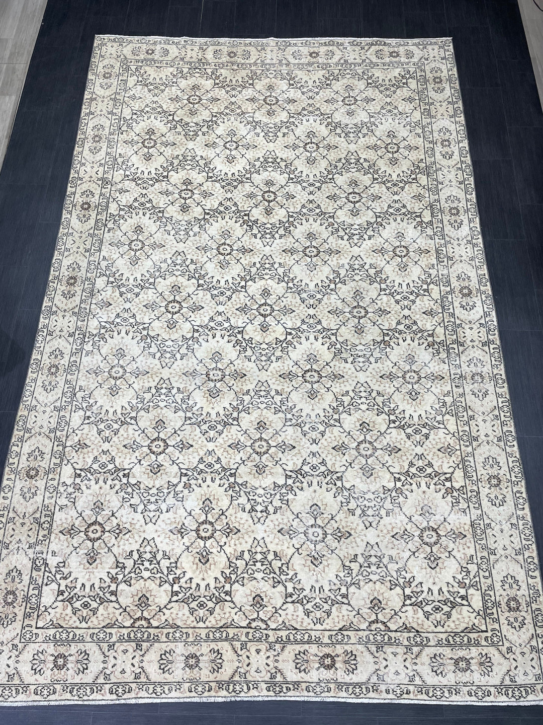 Muted Vintage Turkish Rug 6' 10" x 11' - No. WR56269