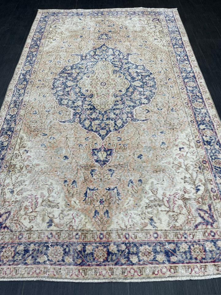Blue Turkish Oushak Rug 5' 1" x 8' 9" Hand-Knotted | No. WR26826