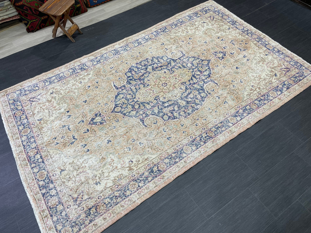 Blue Turkish Oushak Rug 5' 4" x 8' 10" Hand-Knotted | No. WR67824