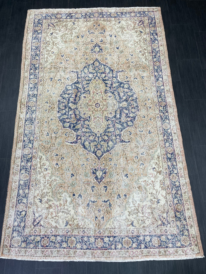 Blue Turkish Oushak Rug 5' 4" x 8' 10" Hand-Knotted | No. WR67824