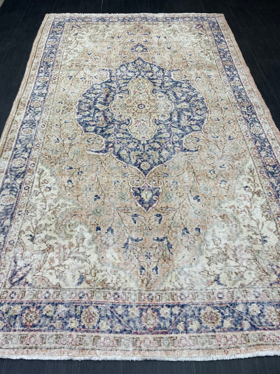 Blue Turkish Oushak Rug 5' 4" x 8' 10" Hand-Knotted | No. WR67824