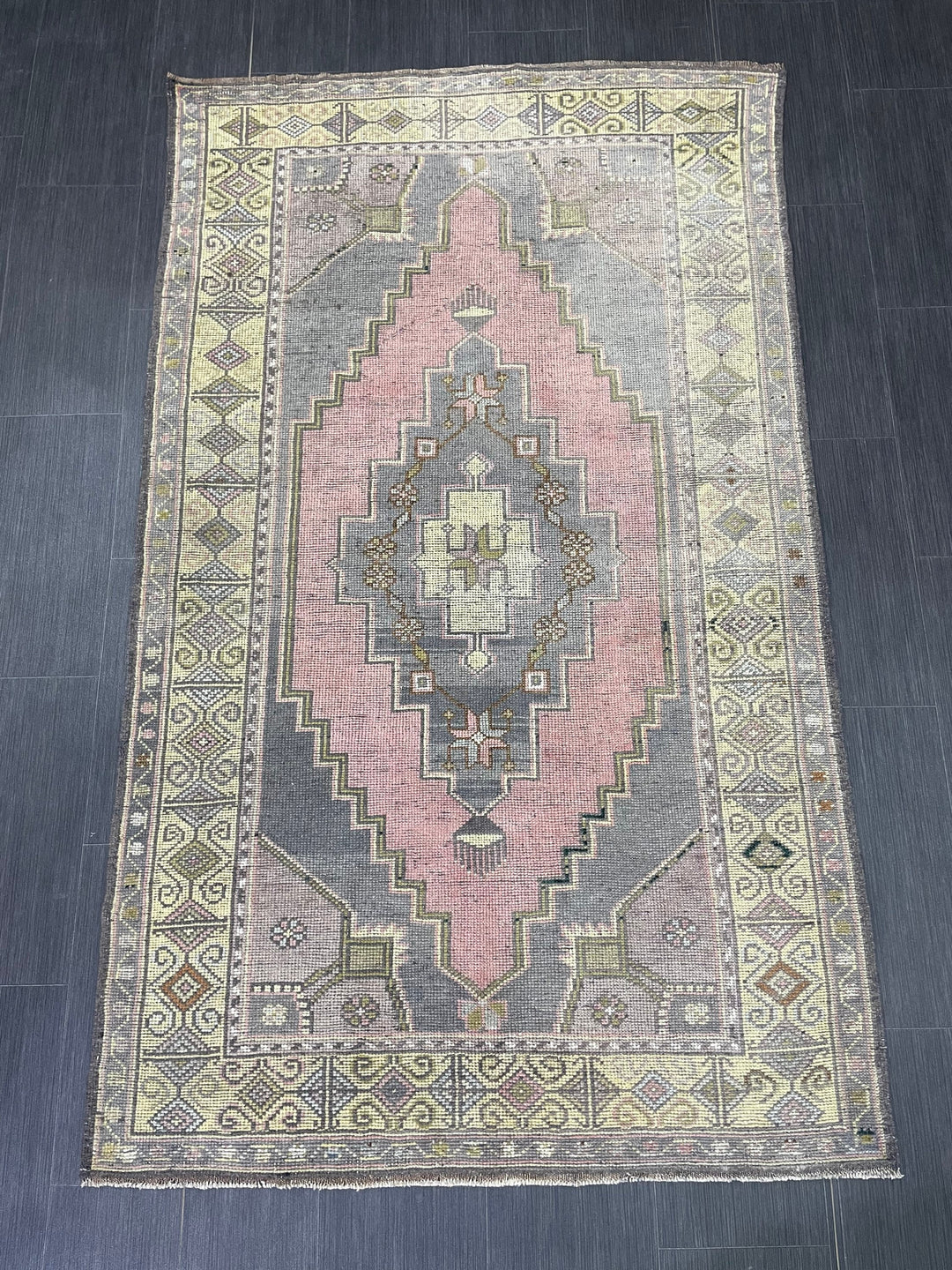 Beige Turkish Runner Rug 4' x 6' 8" Hand-Knotted close-up