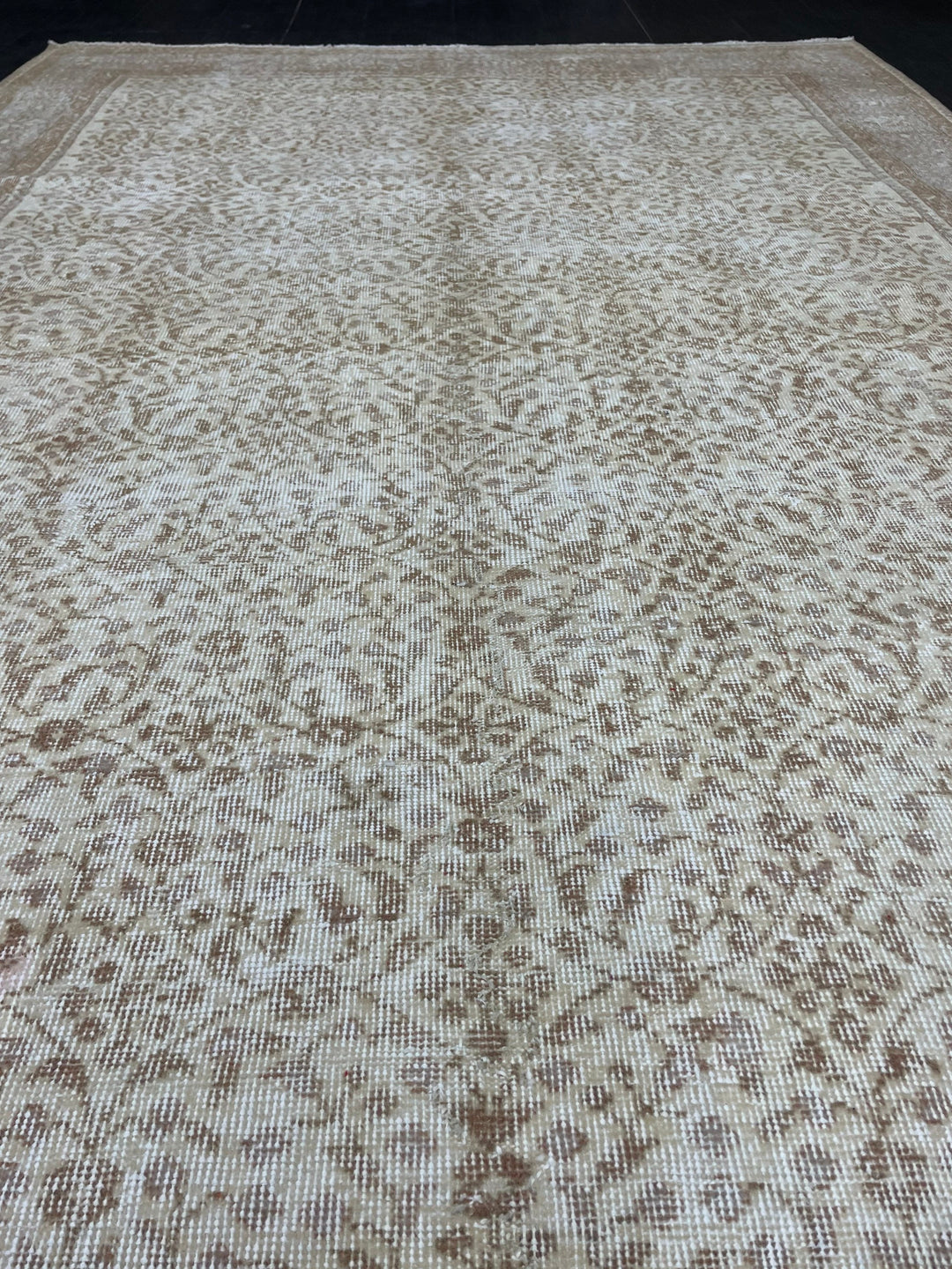 Beige Turkish Oushak Rug 6' 8" x 10' Hand-Knotted reverse
