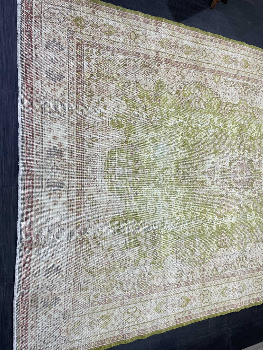 Green Turkish Vintage Rug 7' x 10' 3" Hand-Knotted | No. WR34208