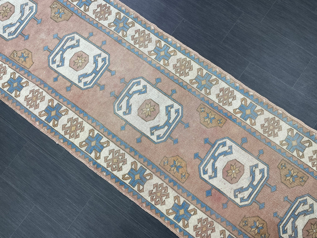 Beige Turkish Runner Rug 3' 1" x 10' 4" Hand-Knotted view 9