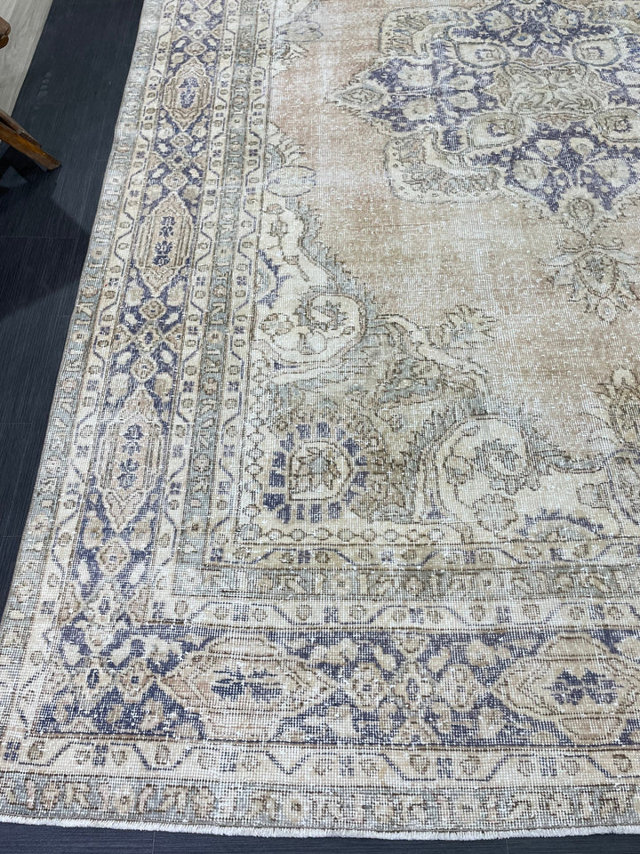 Beige Turkish Oushak Rug 7' 5" x 10' 8" Hand-Knotted view 9
