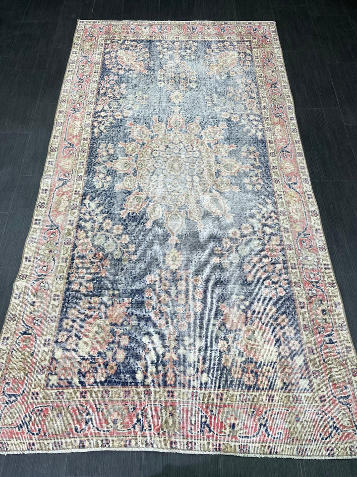Beige Turkish Oushak Rug 4' 3" x 8' Hand-Knotted reverse