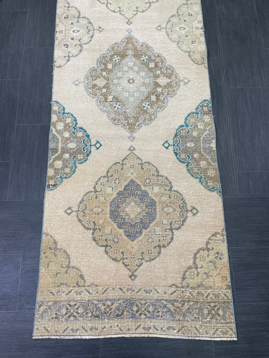 Beige Turkish Runner Rug 2' 11" x 13' 8" Hand-Knotted view 9