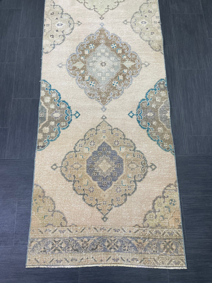 Beige Turkish Runner Rug 2' 11" x 13' 8" Hand-Knotted view 9