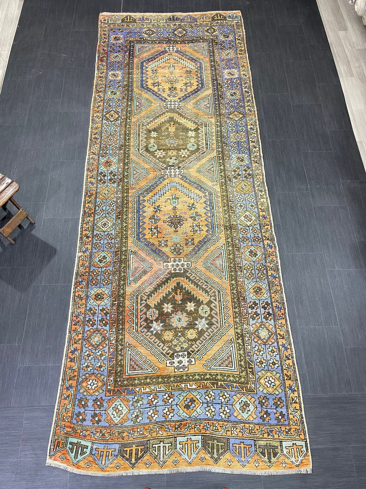 Beige Turkish Runner Rug 4' 5" x 12' 5" Hand-Knotted view 9