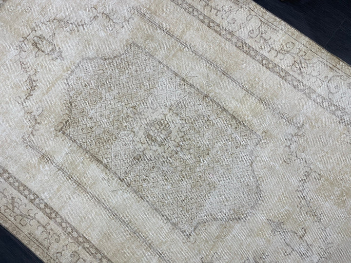 Beige Turkish Oushak Rug 5' 7" x 9' 3" Hand-Knotted reverse