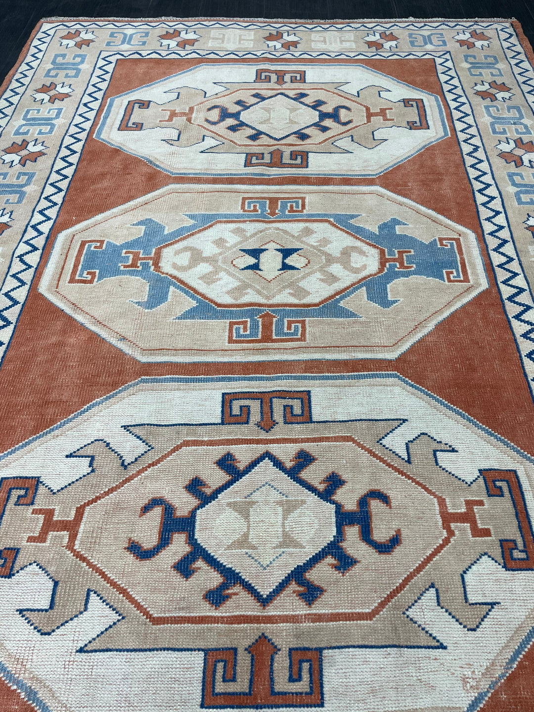 Orange Turkish Runner Rug 5' 11" x 8' 5" Hand-Knotted view 9