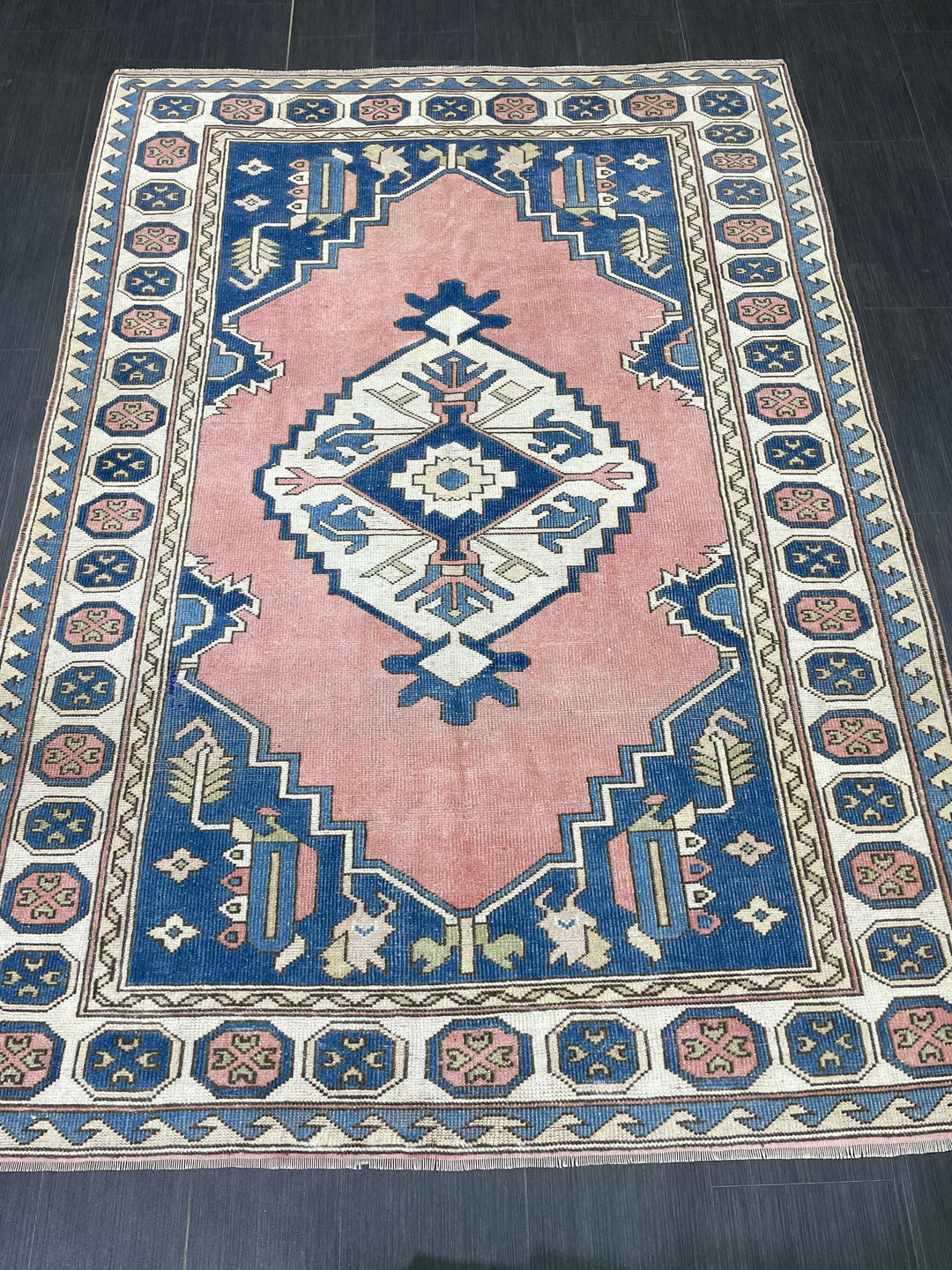 Blue Turkish Oushak Rug 5' 3" x 7' 6" Hand-Knotted | No. WR61654