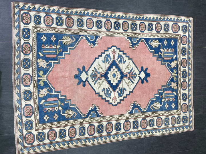 Blue Turkish Oushak Rug 5' 3" x 7' 6" Hand-Knotted | No. WR61654